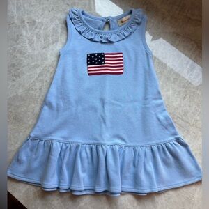 NWT Baby Luigi Light Blue Baby Girl Ruffle Flag Dress - 12m